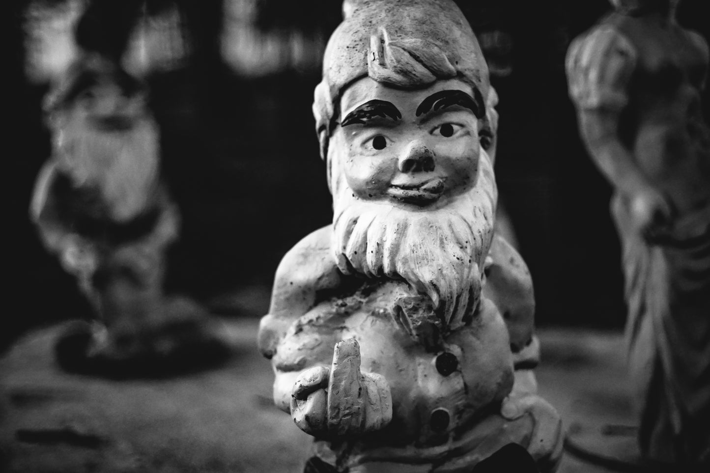 Black-and-white photo “Talkative dwarf” by Gabriel — matte print