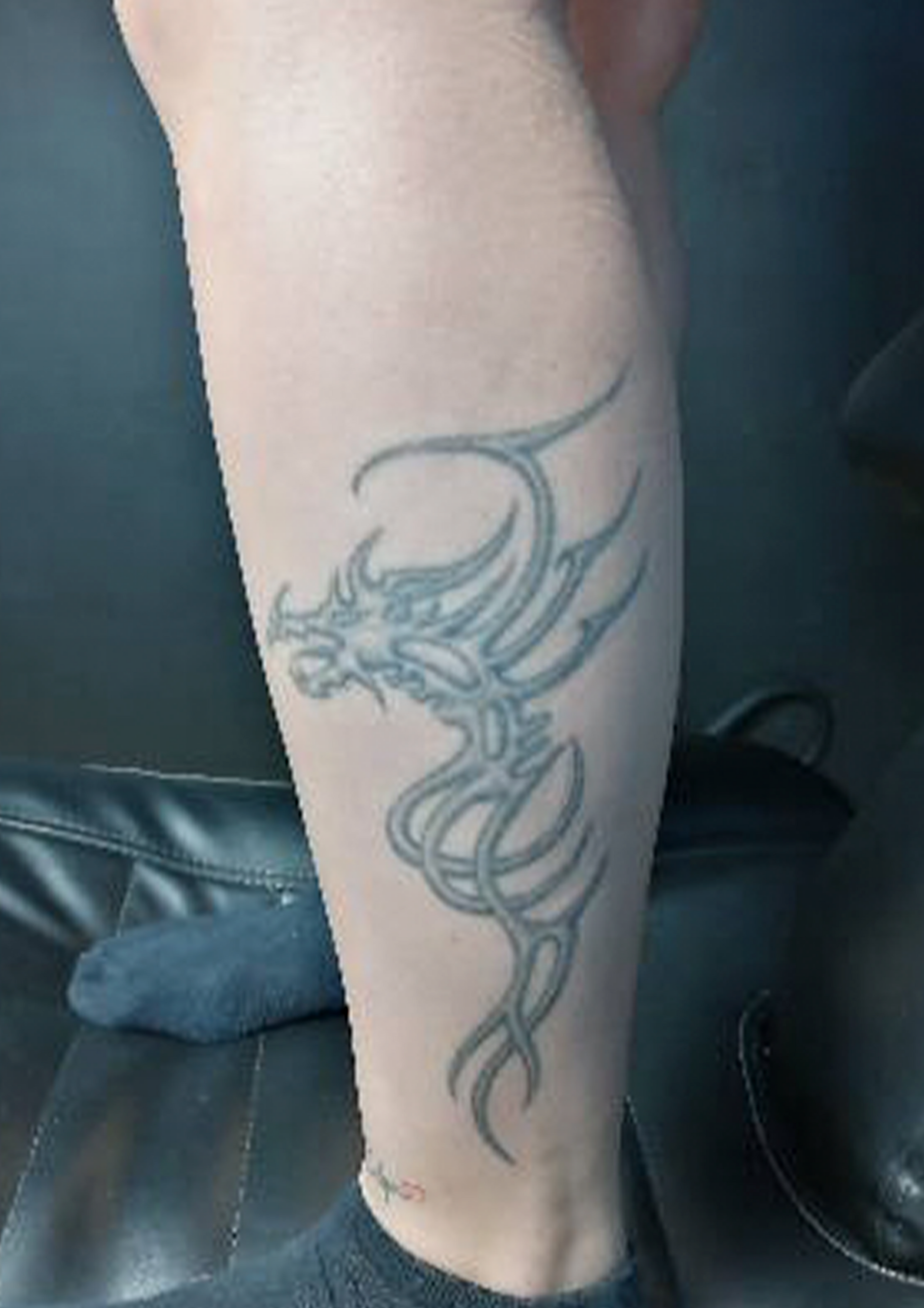 Old ink to cover with detailed freehand full leg cover up skulls and bones